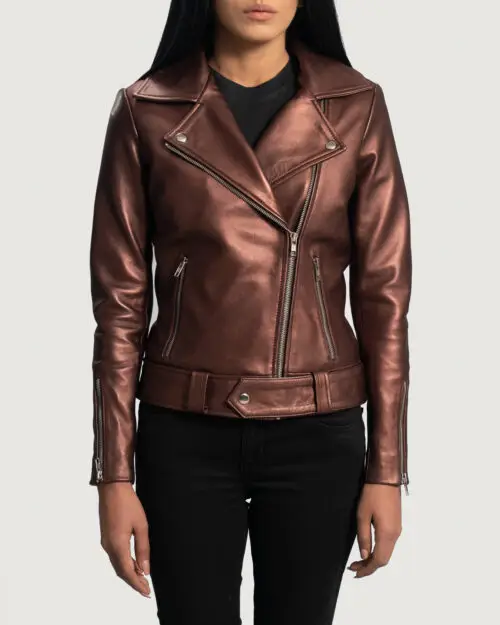 Vino Valor Maroon Leather Biker Jacket